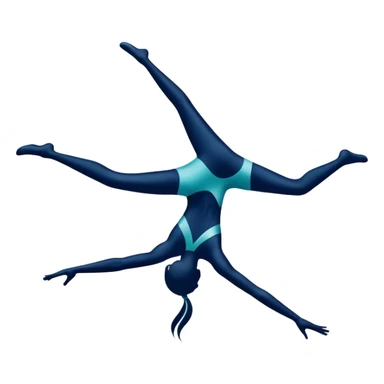 A dynamic emblem symbolizing acrobatic sports, featuring an abstract representation of an acrobat mid-performance, performing a graceful flip or aerial pose. The emblem should incorporate sleek lines and shapes that evoke motion and precision, with a clean, professional look. sticker