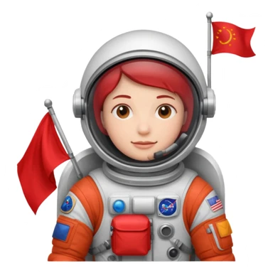 astronaut holding red flag sticker