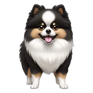 black white but white face overweight pomeranian sticker