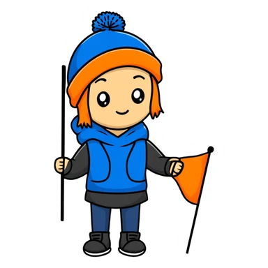 girl with blue beanie holding a protest flag for social justice sticker