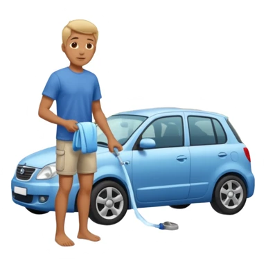 man washing a car outside his house full body sticker