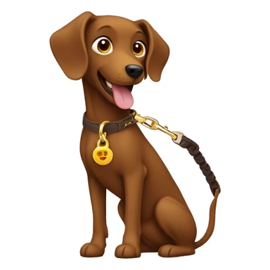Brown dog leash with golden snap  sticker