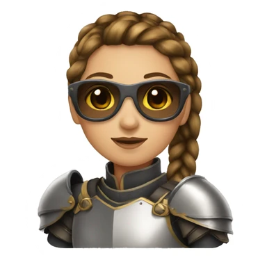 Girl knight with French braids, brown hair and sunglasses sticker