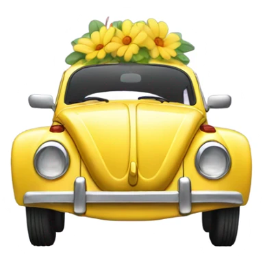  yellow Volkswagen Beetle with flower decals sticker