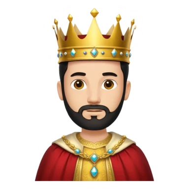 Bearded King, young king with short black beard, wearing crown
 sticker