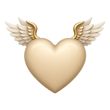 beige heart with white angel wings sticker