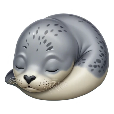 Meme-Worthy Cute Sleeping harbour seal Portrait Emoji, Head resting peacefully with a contented smile, showcasing a smooth, streamlined body and eyes gently closed in serene slumber, Simplified yet adorably endearing features, highly detailed, glowing with a soft, drowsy ocean light, high shine, relaxed and utterly lovable, stylized with an air of playful laziness, soft glowing outline, capturing the essence of a sleeping seal that feels destined to become the next viral icon of adorable rest! sticker