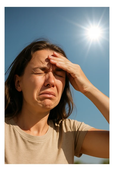 Donna che ha male agli occhi con il sole sticker