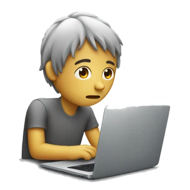 sad person with laptop sticker
