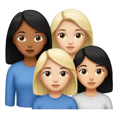 Three brown girl with black hair, one lightskin girl with black hair, one blonde girl with white skin  sticker