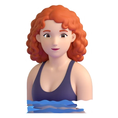 22-year-old white female athlete swimmer with curly red hair about to enter a pool sticker