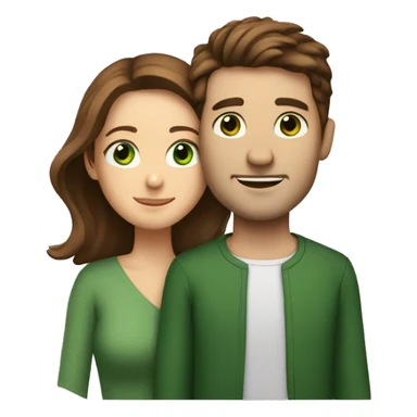 Man with brown hair and green eyes hugs woman with brown hair and brown eyes sticker