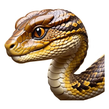 Cinematic Noble Python Portrait Emoji, Poised and regal, with a powerful, sinuous body adorned in intricate scale patterns and piercing, focused eyes, Simplified yet sharp and sophisticated features, highly detailed, glowing with a soft, earthy glow, high shine, intelligent and formidable, stylized with an air of primal elegance, focused and commanding, soft glowing outline, capturing the essence of a watchful and confident serpent that appears ready to coil out of the screen with effortless authority! sticker