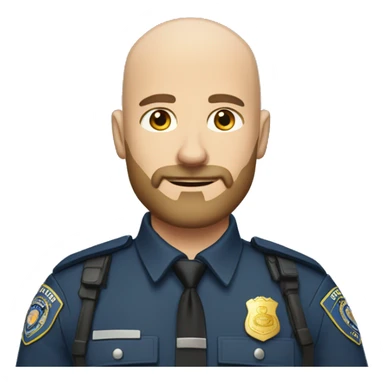 Bald Caucasian man with light brown beard in police uniform  sticker