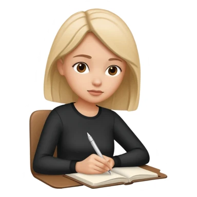 woman sitting and journaling, pen in hand sticker
