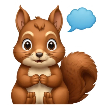 a squirrel holding its chin, eyes looking up, with a prominent thought bubble above its head sticker