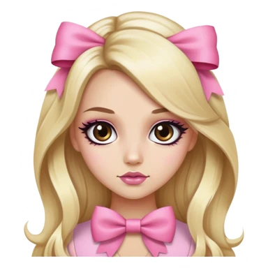 pretty pink bow long hair blond baddie with eyeliner and brown eyes sticker