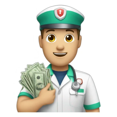 paramedic holds money in his hand sticker