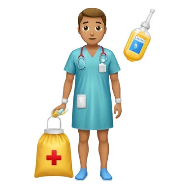 Man with a urine condom and leg bag sticker