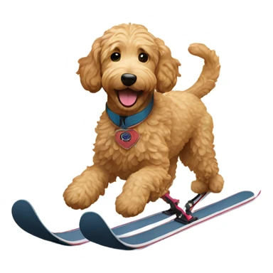 Goldendoodle skiing sticker