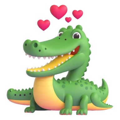 love-struck crocodile with hearts sticker