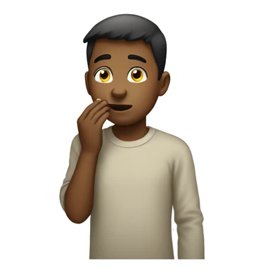 boy covering nose sticker