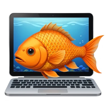 animal nature fish in a building working on a computer sticker