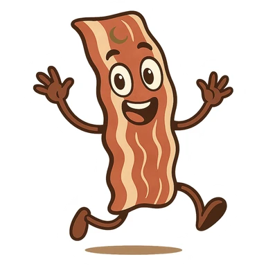 animated halal bacon, lively and fun, visual interpretation 4 sticker