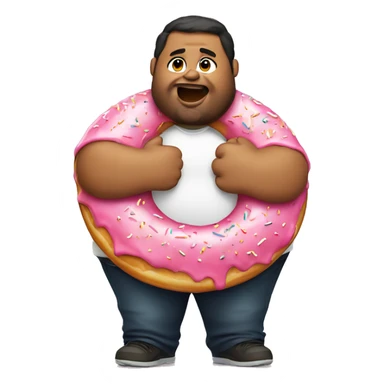 Fat guy eating donut  sticker