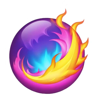 purple pink blue ball on fire sticker