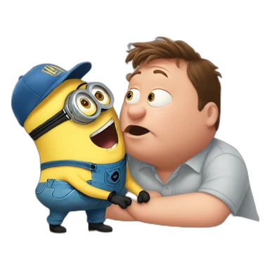 minion kissing Peter Griffin sticker
