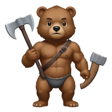 a muscled bear with an axe  sticker