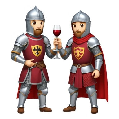 Two knights fighting over bottle of wine sticker