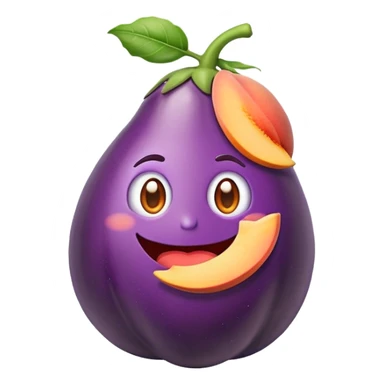 eggplant partially inside a peach, fun and cheeky sticker
