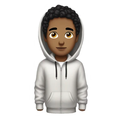 Boy with black hair. Black eyebrows. Palish light skin. Wearing a hoodie.  sticker