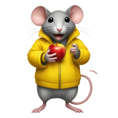 Mouse in yellow jacket eat Apple  sticker