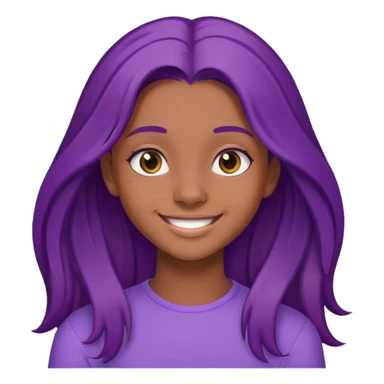 Con gái, 15 tuổi, cười mỉm, da nâu, tóc tím dài ngang lưng sticker