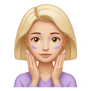 woman receiving gentle facial massage, calm expression, pastel colors, spa atmosphere, emoji style sticker