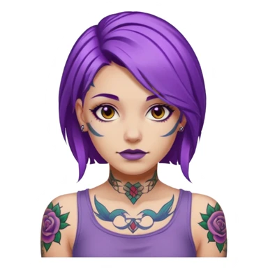 women with tatoos and hightlight that tatoos with purple hair sticker