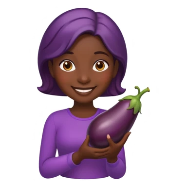 dark skin emoji girl with eggplant in her hand  sticker