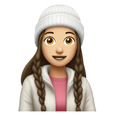 brunette girl with white beanie on sticker