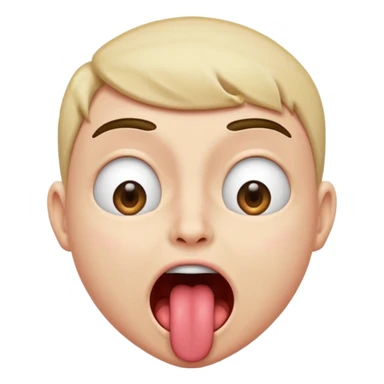 Head shaking while tongue sticking out and eyes open sticker