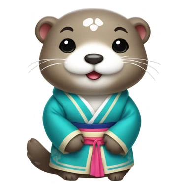 A cute otter wearing traditional Korean hanbok for Korean holidays, visible only up to its neck. sticker