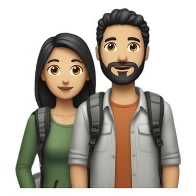 White Couple, he with beard and black hair, both have backpacks sticker