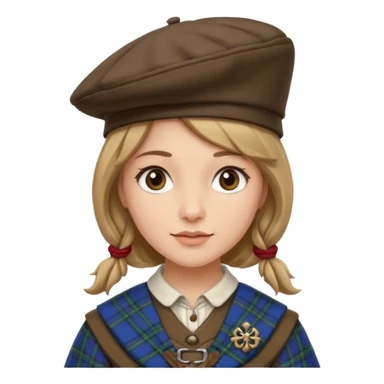 female with scottish attire and dark blonde hair sticker