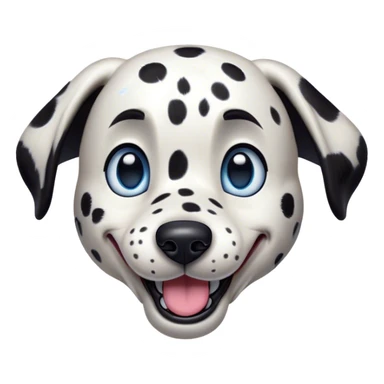 Cinematic Comical Spotted Dalmatian Portrait Emoji, Head tilted dramatically with an exaggeratedly shocked or amused expression, featuring a striking Fur of predominantly white with vivid black patches, wide, expressive blue eyes filled with playful disbelief, Simplified yet hilariously expressive features, highly detailed, glowing with a slightly sassy glow, high shine, dramatic yet playful, stylized with an air of cheeky charm, bright and endearing, soft glowing outline, capturing the essence of a spirited and over-the-top guardian, so meme-worthy it feels like it could side-eye its way into internet fame instantly! sticker