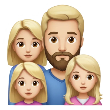 Family: blonde hair and beard man, brunette woman, 1 blonde little girl  sticker