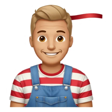 redneck guy with an american flag shirt and overalls. sticker