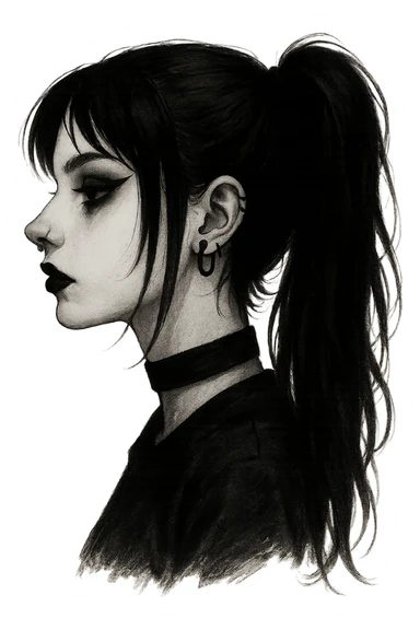 goth profile girl, remove background sticker