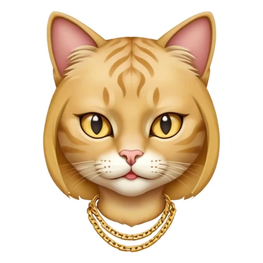 judgy female cat with gold chains, hip-hop style sticker
